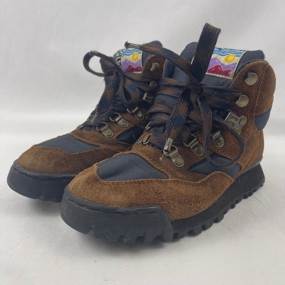 New Balance Rainier H415 Mens Brown Suede Navy Nylon Hiking Boots Lug Sole 7 D